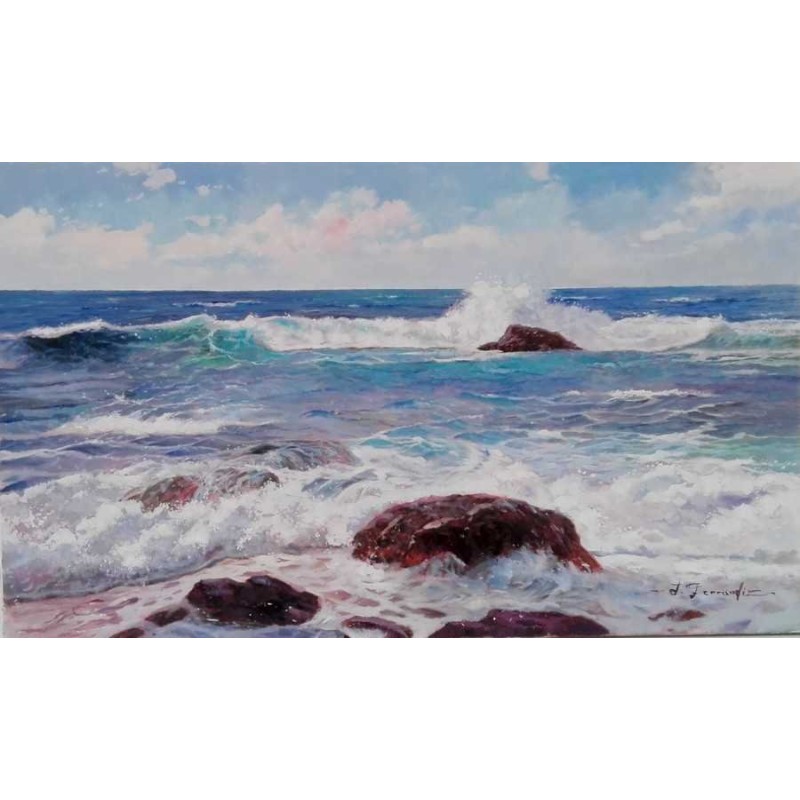 Arte moderno-Cuadro paisaje olas marinas-decoración pared-Cuadros Decorativos y artículos decoración-venta online